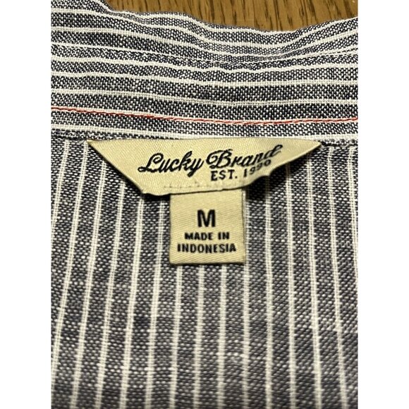 Lucky Brand Shirt Womens‎ Medium Linen Cotton Boho Lagenlook Tunic Striped - Picture 3 of 9